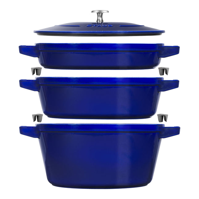 STAUB Stackable Set Stackable Set Large 4 Piece Cast Iron, Dark-Blue-0
