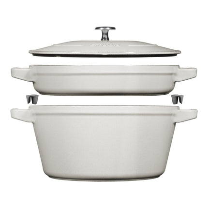 STAUB Stackable Set Stackable Set 3 Piece Cast Iron, White Truffle