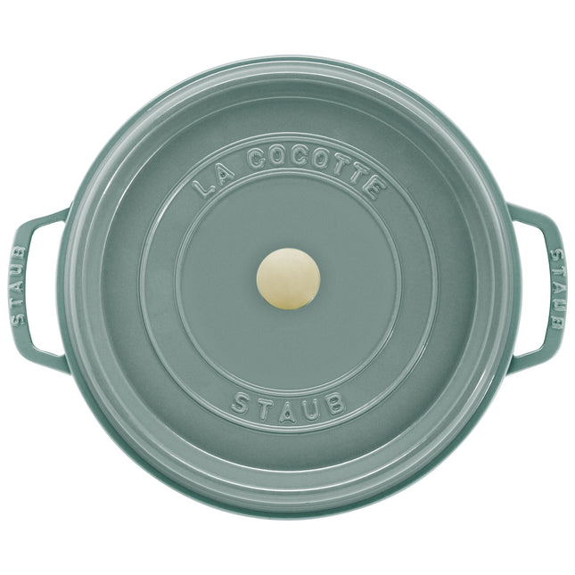 STAUB La Cocotte 6.75 L Cast Iron Round Cocotte, Eucalyptus-1