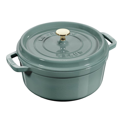 STAUB La Cocotte 2.2 L Cast Iron Round Cocotte, Eucalyptus
