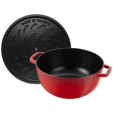STAUB La Cocotte 4.8 L Cast Iron Round Essential French Oven With Snake Lid, Cherry-2