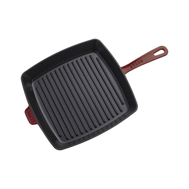 STAUB Grill Pans 30 cm Cast Iron Square American Grill, Grenadine-Red (Visual Imperfections - B STOCK)-1