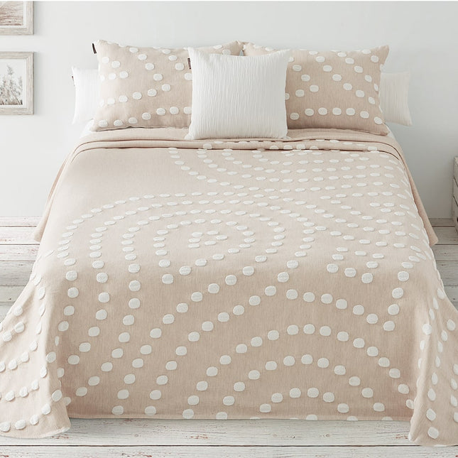 Couvre-lit réversible Polka beige-0