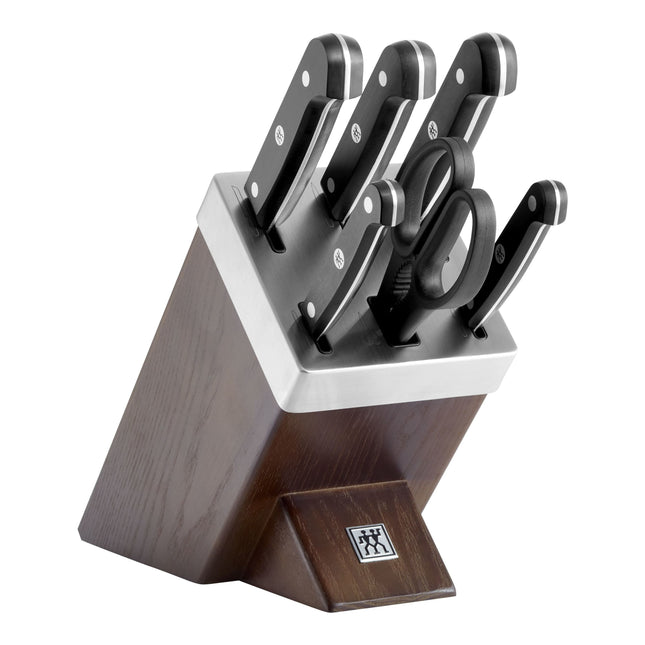 Gourmet 7 Piece Self-Sharpening Block Set, Brown