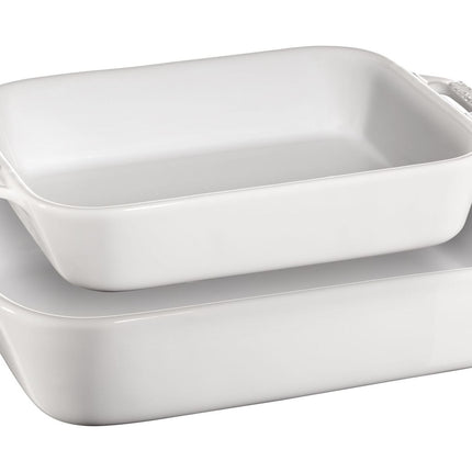 STAUB Ceramique Rectangular Baking Dish Set White 2 Piece