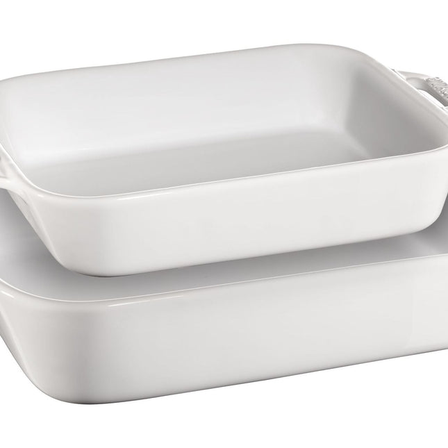 STAUB Ceramique Rectangular Baking Dish Set White 2 Piece