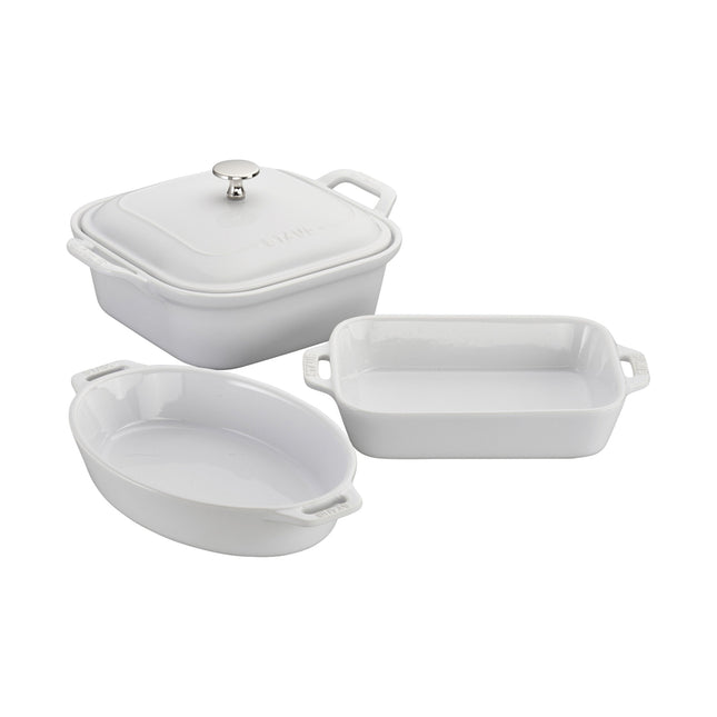 STAUB Ceramique Mixed Baking Dish Set White 4 Piece-0