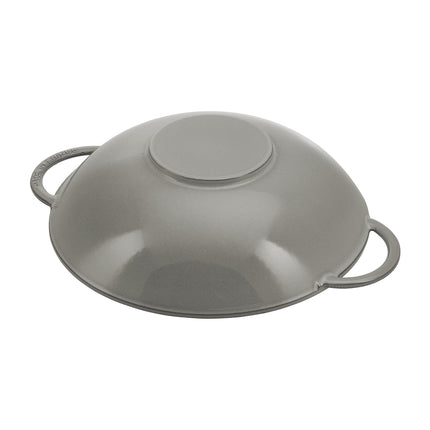 STAUB Specialities 37 cm / 14.5 inch Cast Iron Wok With Glass Lid, Graphite-Grey