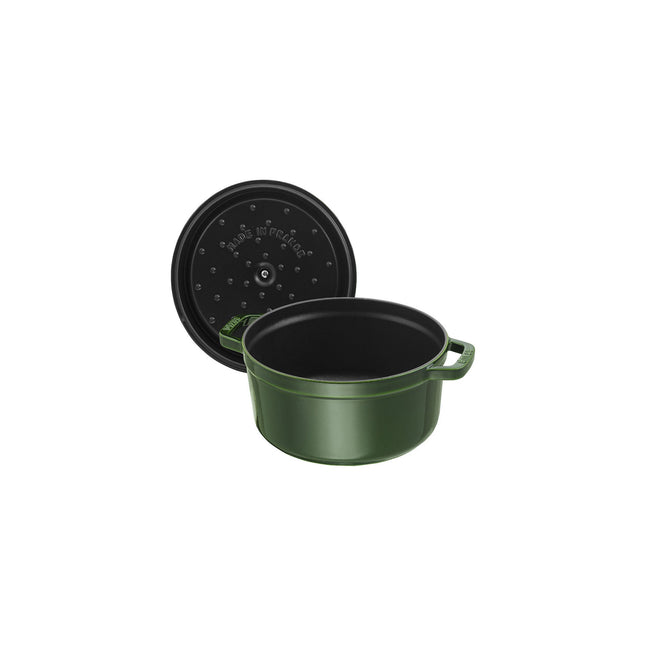 STAUB La Cocotte 5.25 L Cast Iron Round Cocotte, Basil-Green
