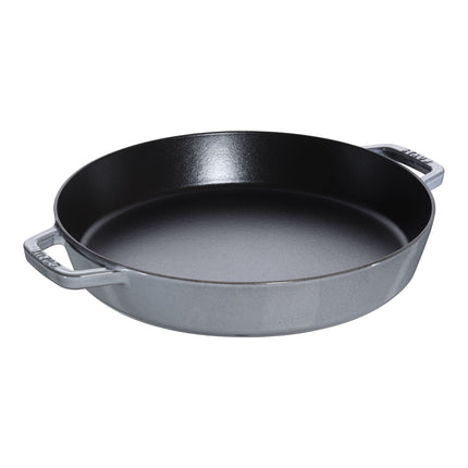 STAUB Pans 34 cm Cast Iron Double Handle Skillet, Graphite-Grey