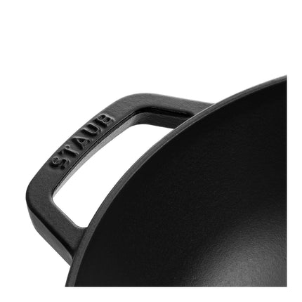 STAUB Specialities 30 cm / 12 inch Cast Iron Wok With Glass Lid, Black