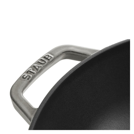 STAUB Specialities 30 cm / 12 inch Cast Iron Wok With Glass Lid, Graphite-Grey