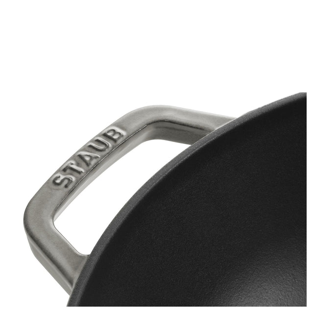 STAUB Specialities 30 cm / 12 inch Cast Iron Wok With Glass Lid, Graphite-Grey