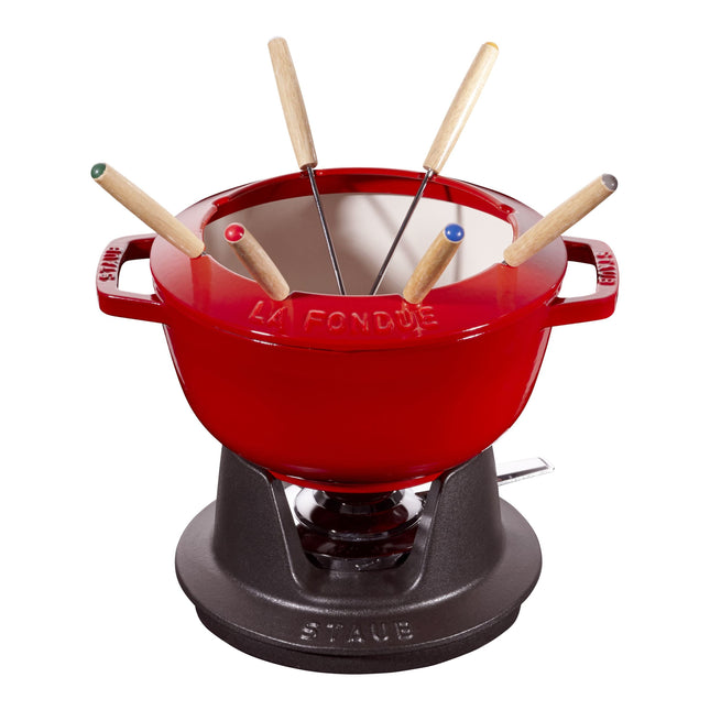 STAUB Specialities  Cast Iron Fondue Set, Cherry-0