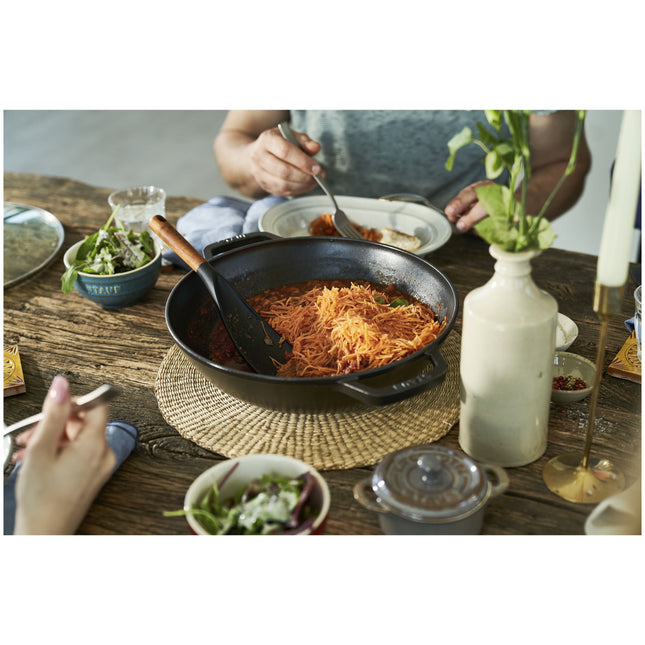 STAUB Specialities 30 cm / 12 inch Cast Iron Wok With Glass Lid, Black