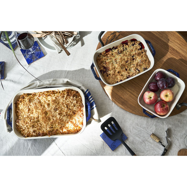 STAUB Ceramique Rectangular Baking Dish Set Dark Blue 3 Piece-1