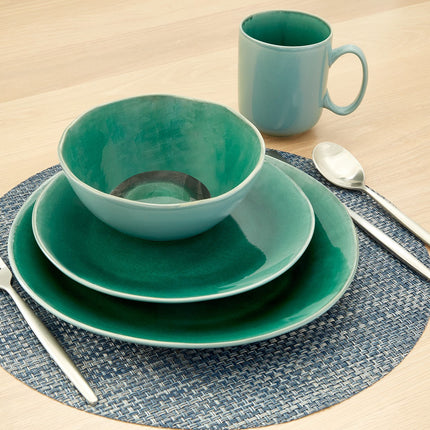Green Sixteen Piece Ceramic Service For Four Dinnerware Set-8