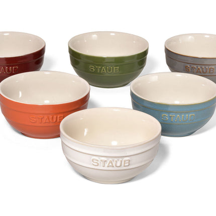 STAUB Ceramique 14 cm / 6 Piece Ceramic Large Rainbow Multi-Colour Large Bowl Set, Mixed Colours