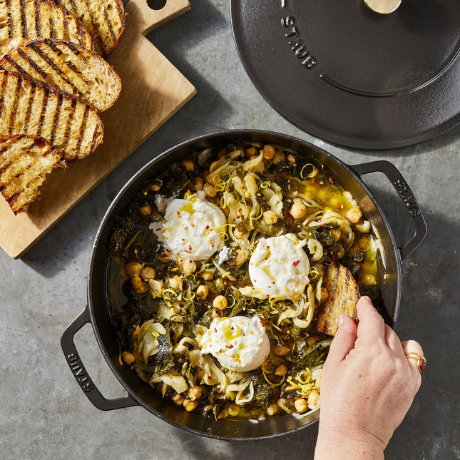 STAUB Braisers 3.7 L Cast Iron Round Saute Pan Chistera, Black-1