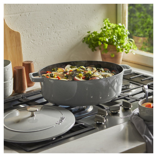STAUB La Cocotte 6 L Cast Iron Oval Wide Oval Dutch Oven, White Truffle-1