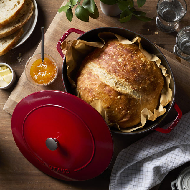 Staub La Cocotte 6 L Cast Iron Oval Wide Oval Dutch Oven, Cherry
