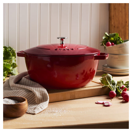 STAUB La Cocotte 4.8 L Cast Iron Round French Oven, Cherry (Visual Imperfections - B STOCK)