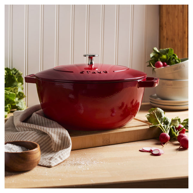 STAUB La Cocotte 4.8 L Cast Iron Round French Oven, Cherry (Visual Imperfections - B STOCK)